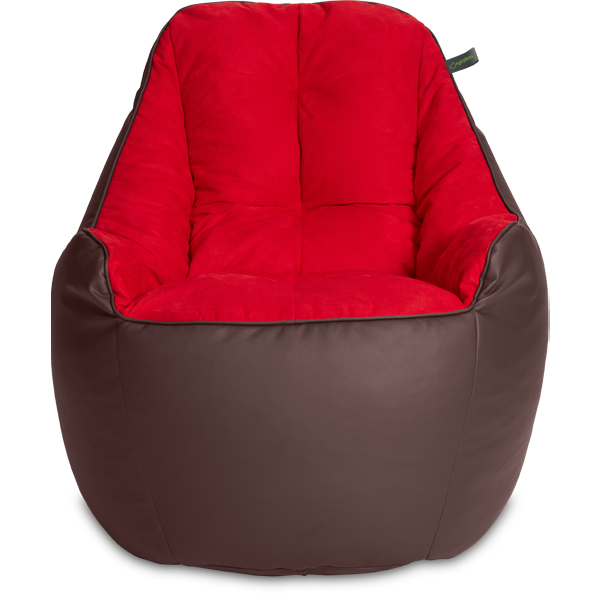 Кресло мешок «Босс», 90x95x90, Коричневый и красный Анфас