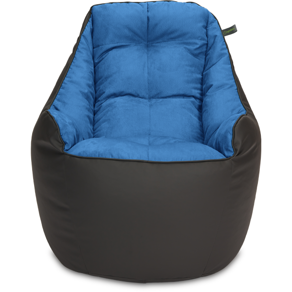 Кресло мешок «Босс», 90x95x90, Графит и голубой Анфас