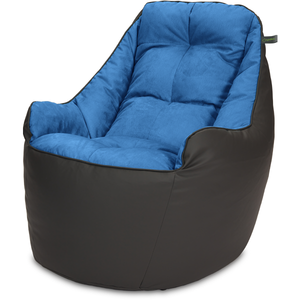 Кресло мешок «Босс», 90x95x90, Графит и голубой Изометрия