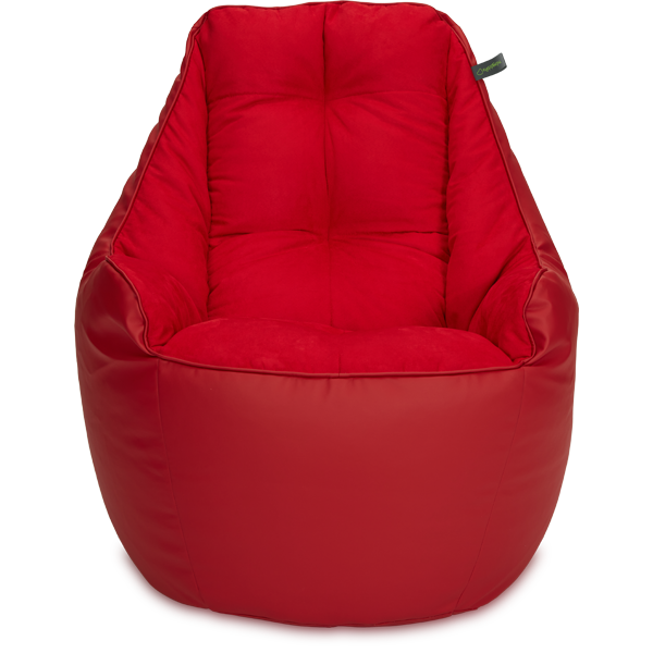 Кресло мешок «Босс», 90x95x90, Кожа Красный Анфас