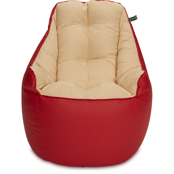 Кресло мешок «Босс», 90x95x90, Красный и бежевый Анфас
