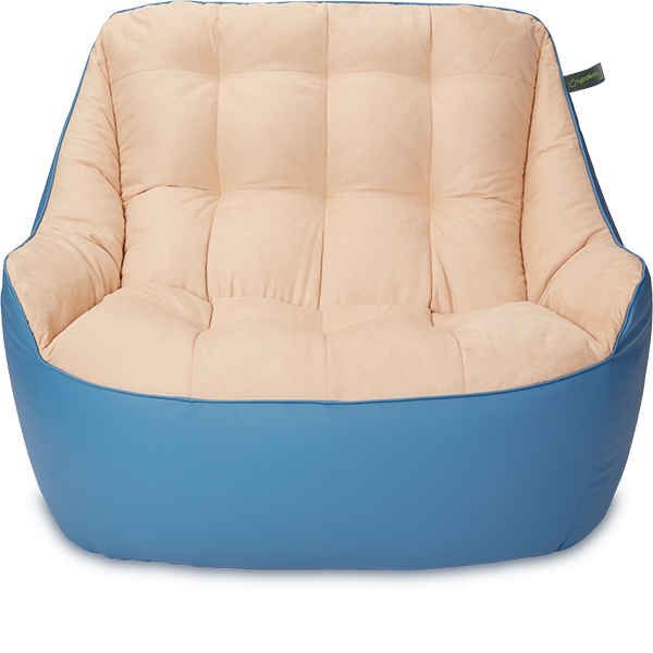 Кресло мешок «Диван Босс», 90x130x95, Синий и бежевый Анфас
