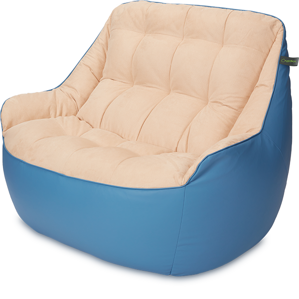 Кресло мешок «Диван Босс», 90x130x95, Синий и бежевый Изометрия