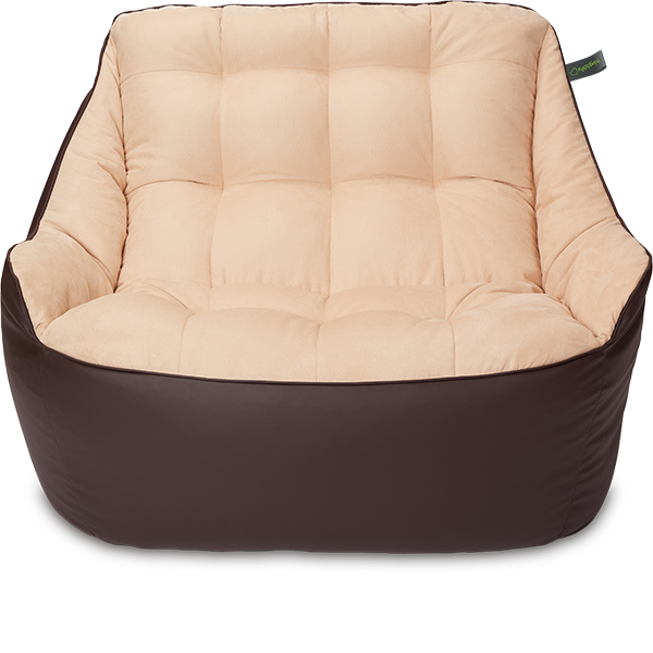 Кресло мешок «Диван Босс», 90x130x95, Коричневый и бежевый Анфас