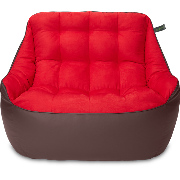 Кресло мешок «Диван Босс», 90x130x95, Коричневый и красный Анфас