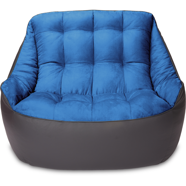 Кресло мешок «Диван Босс», 90x130x95, Графит и голубой Анфас