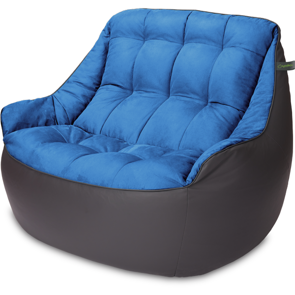 Кресло мешок «Диван Босс», 90x130x95, Графит и голубой Изометрия