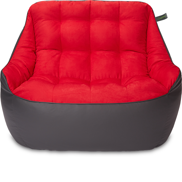 Кресло мешок «Диван Босс», 90x130x95, Графит и красный Анфас