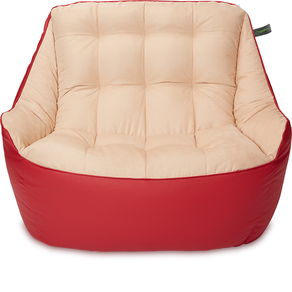 Кресло мешок «Диван Босс», 90x130x95, Красный и бежевый Анфас